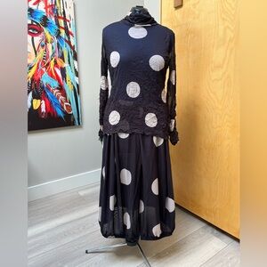 Polka dot lined skirt. Top sold separately.
